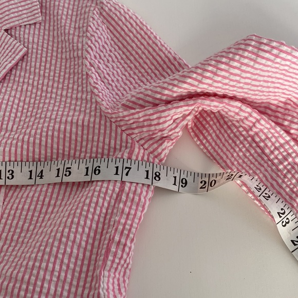 Izod Cropped Jacket, pink/white stripe, Size S/P - Picture 10 of 15